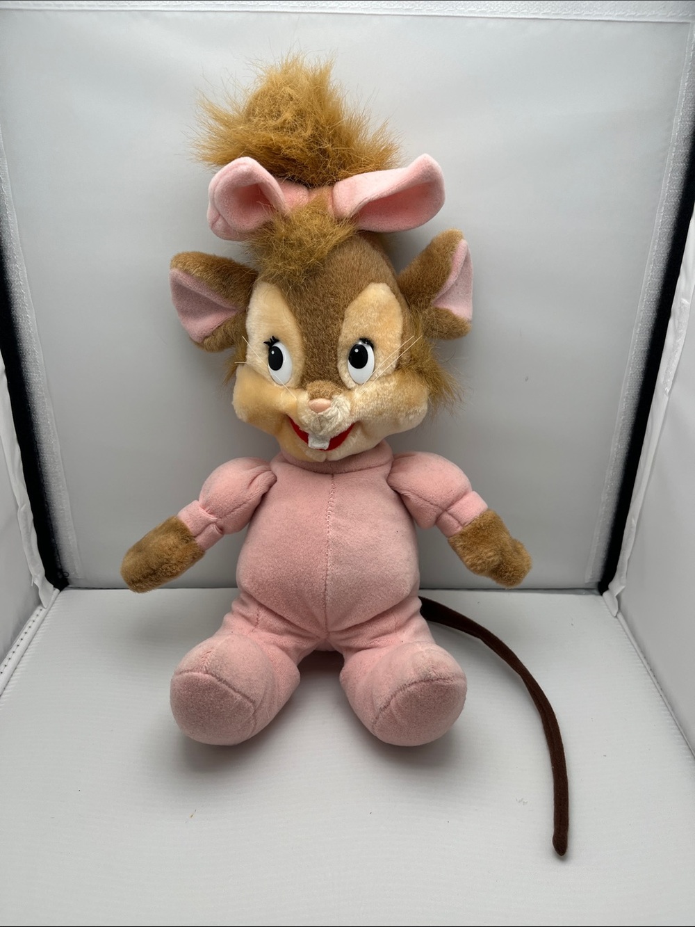 Plush Mouse Stuffed Animal in Pink and Brown - Soft Cuddly Toy